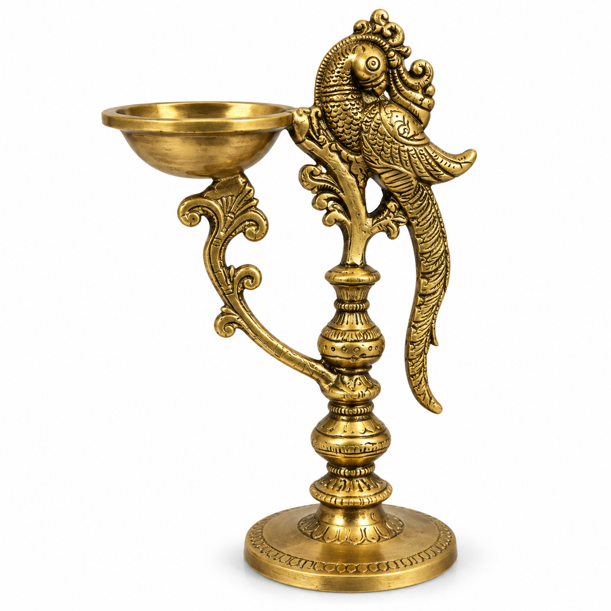 TRADITIONAL BRASS ANNAPAKSHI/PEACOCK DIYA - DECORATIVE OIL LAMP