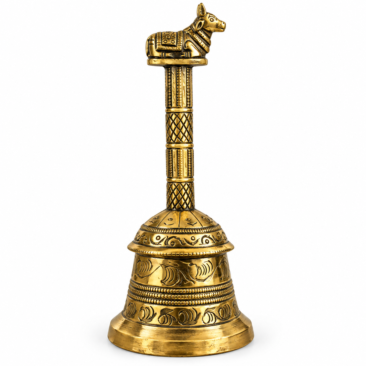 ANTIQUE BRASS NANDI BELL - TRADITIONAL DECORATIVE TEMPLE BELL