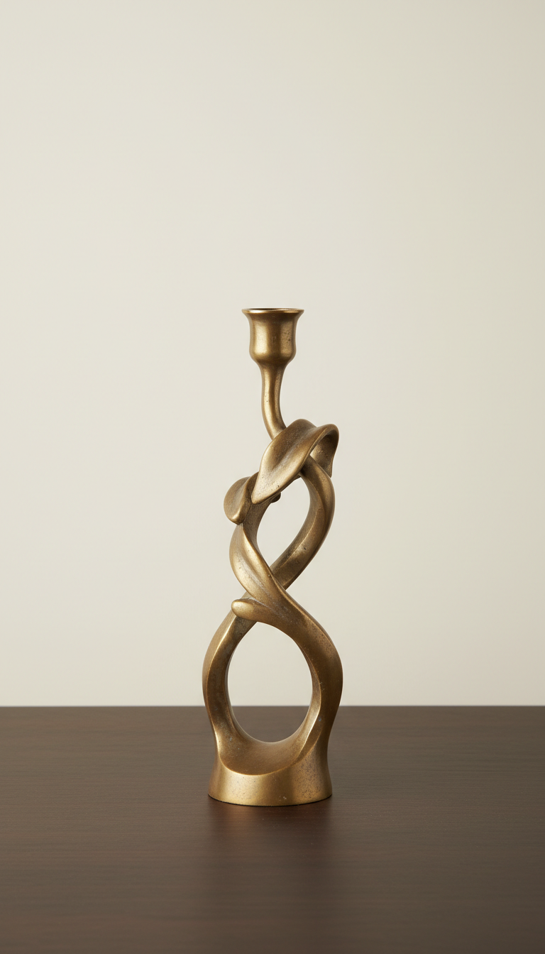 Sculptural Brass Candle Holder