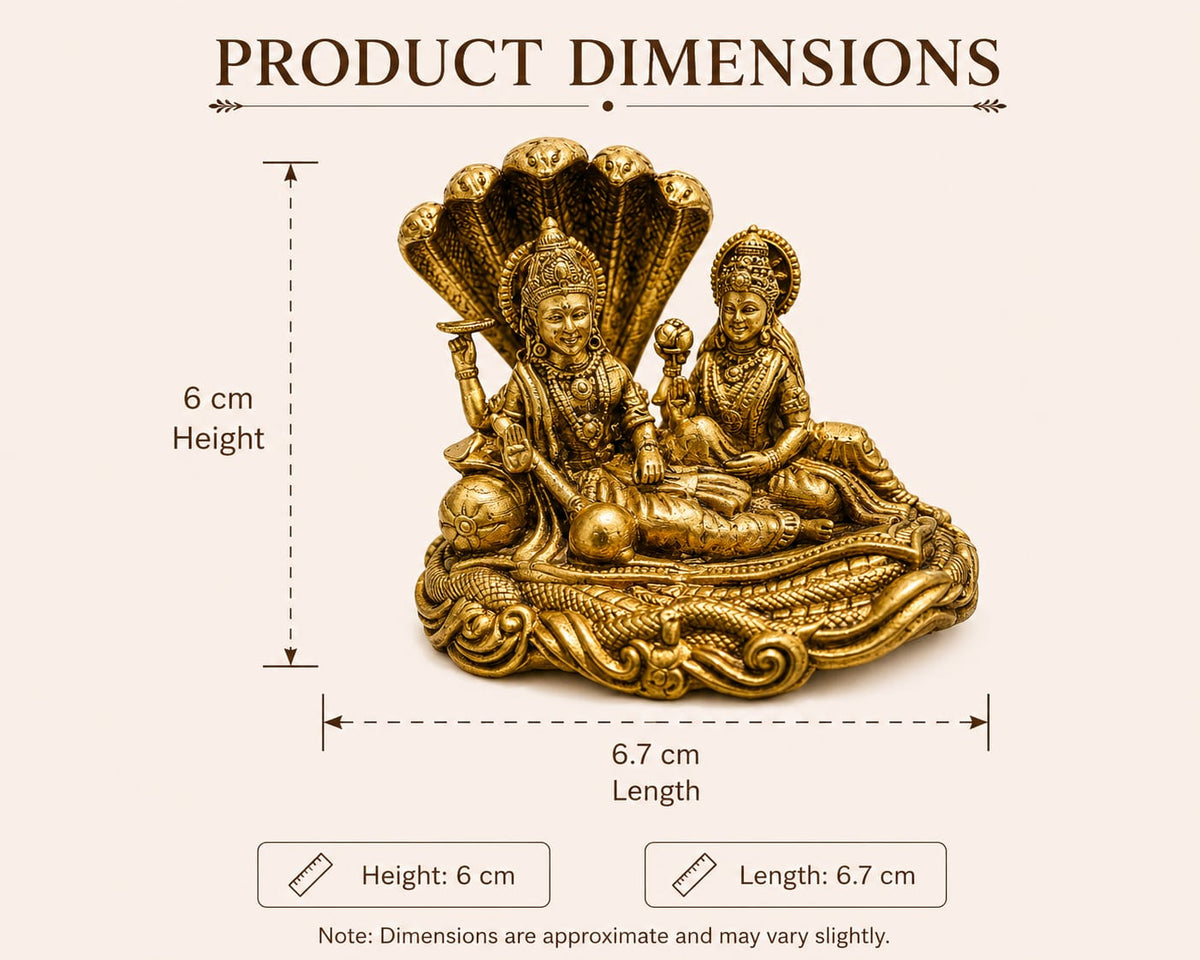 BRASS LORD VISHU AND GODDESS LAKSHMI IDOL - SHESHNAG DESIGN