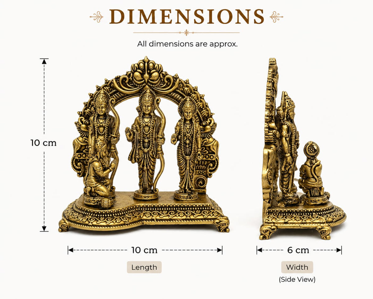 BRASS RAM DARBAR IDOL - LORD RAM, SITA, LAKSHMAN & HANUMAN JI