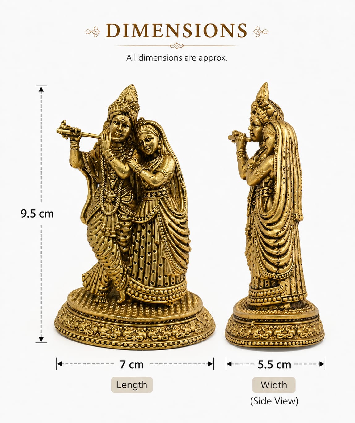 BRASS RADHA KRISHNA IDOL - TRADITIONAL HINDU GOD STATUE