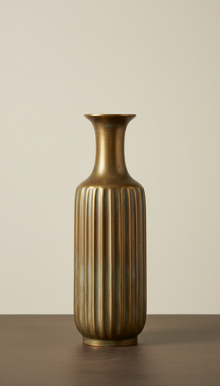 Tall Fluted Brass Vase