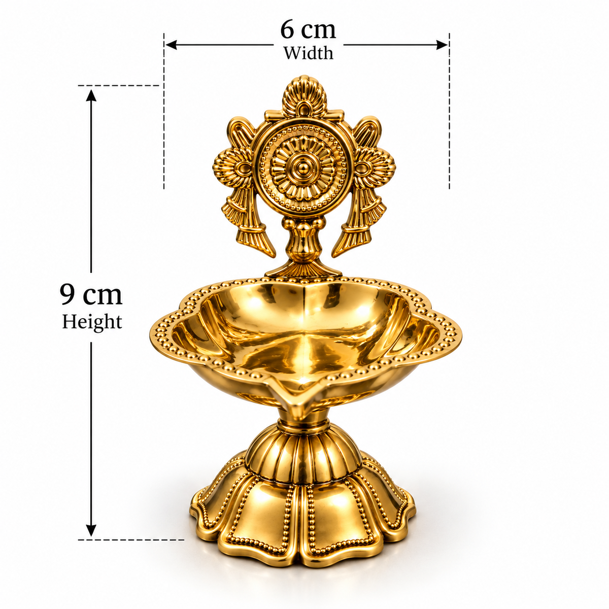 BRASS SHANKH-CHAKRA DIYA SET OF 2 - TRADITIONAL POOJA DECOR
