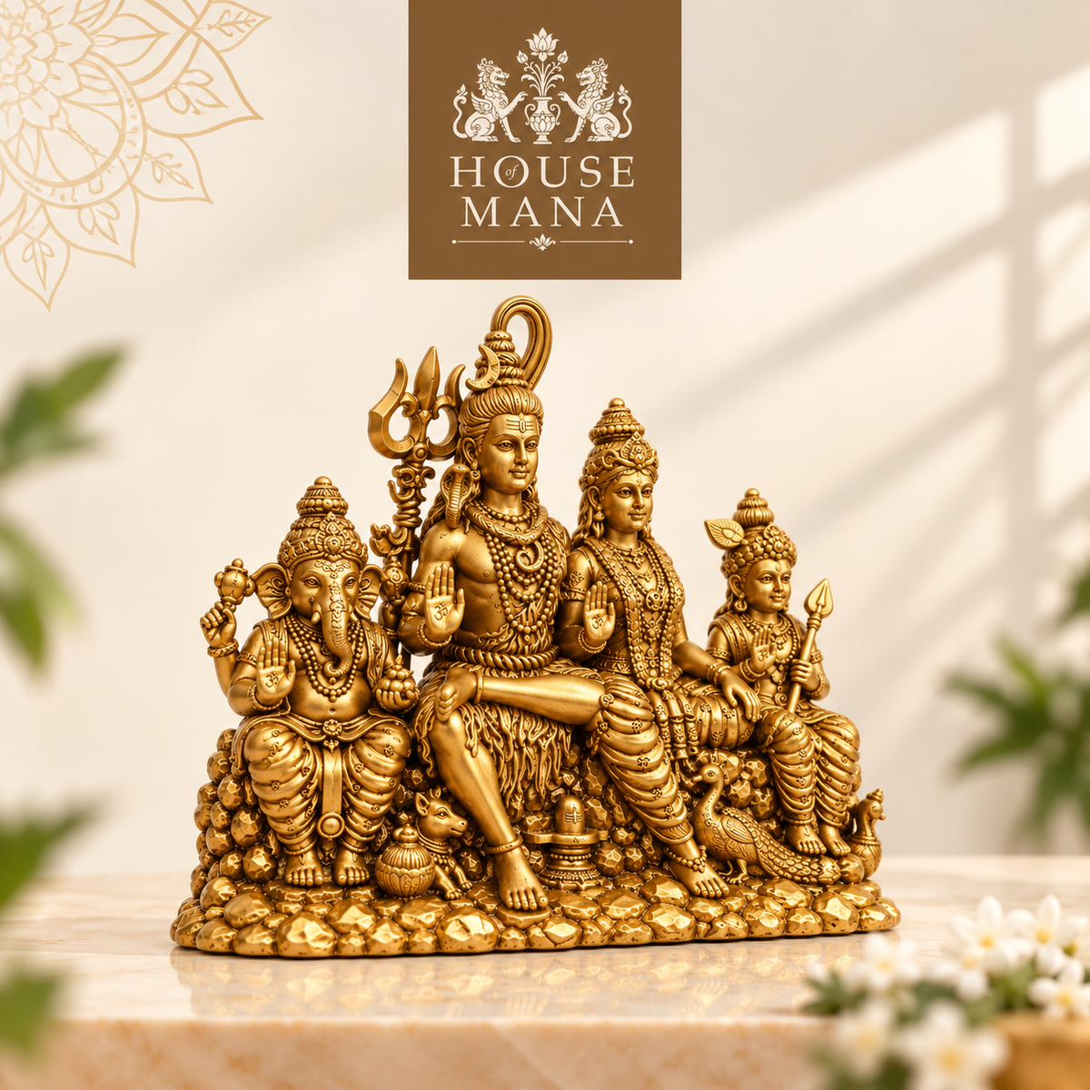 BRASS SHIV PARIVAR IDOL - 5 INCHES