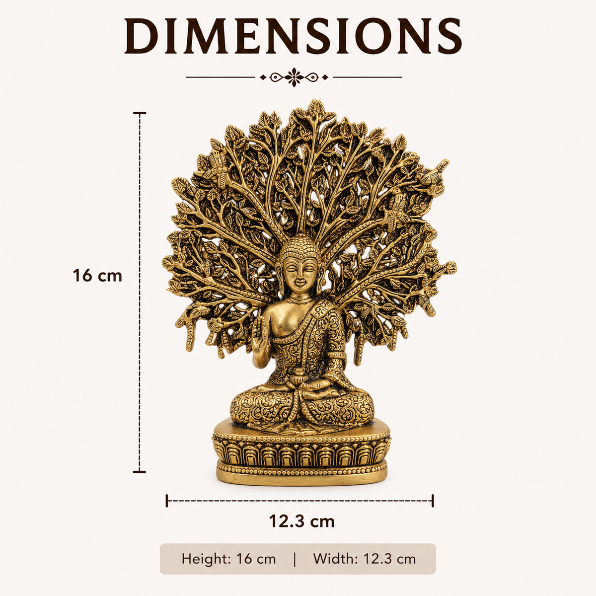 BRASS BUDDHA STATUE UNDER THE BODHI TREE