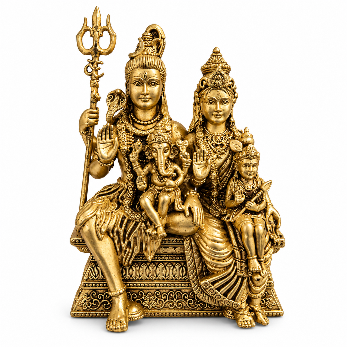 BRASS SHIV PARIVAR IDOL - 4 INCHES