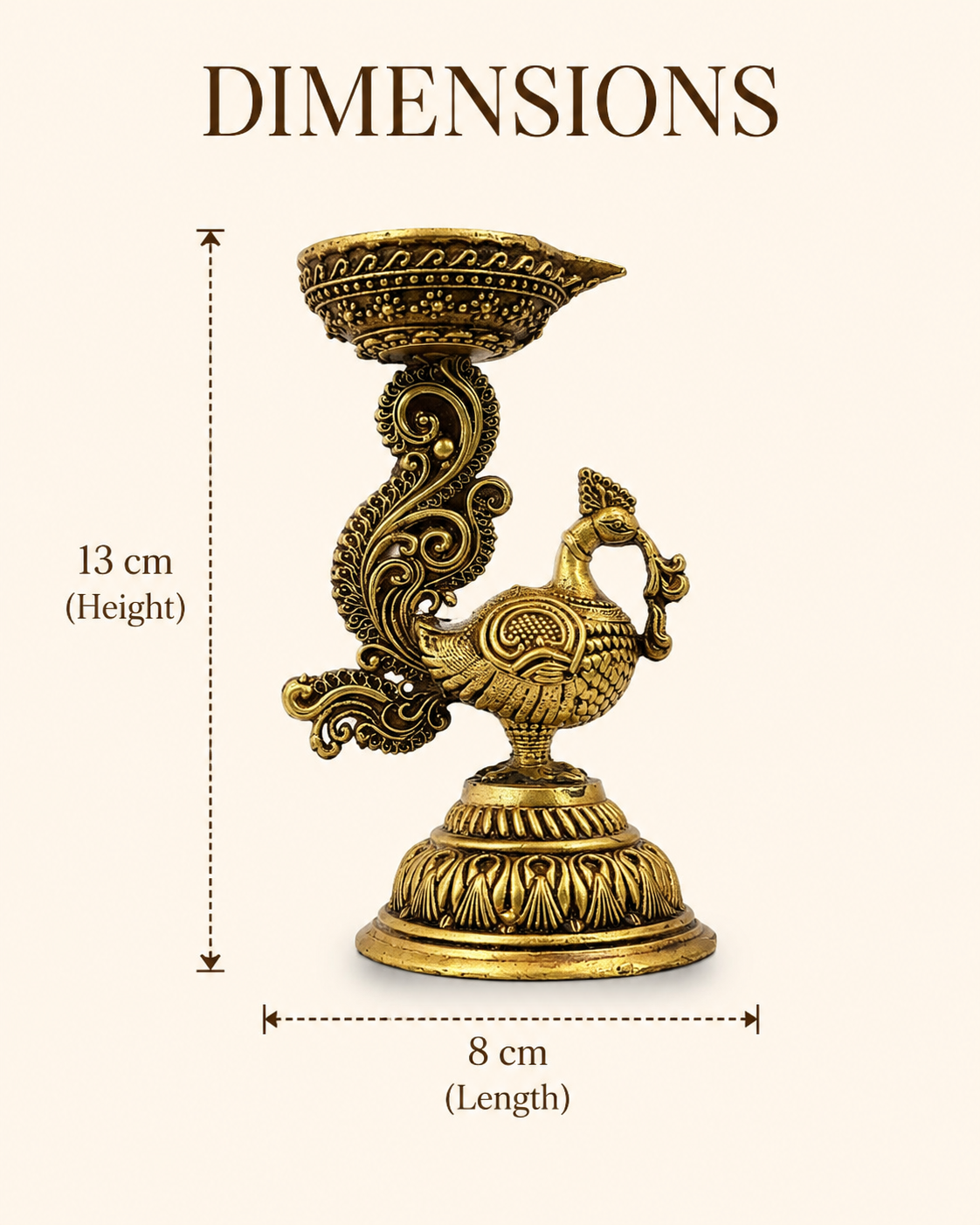 ANTIQUE BRASS ANNAPAKSHI/PEACOCK DIYA - DECORATIVE TRADITIONAL OIL LAMP