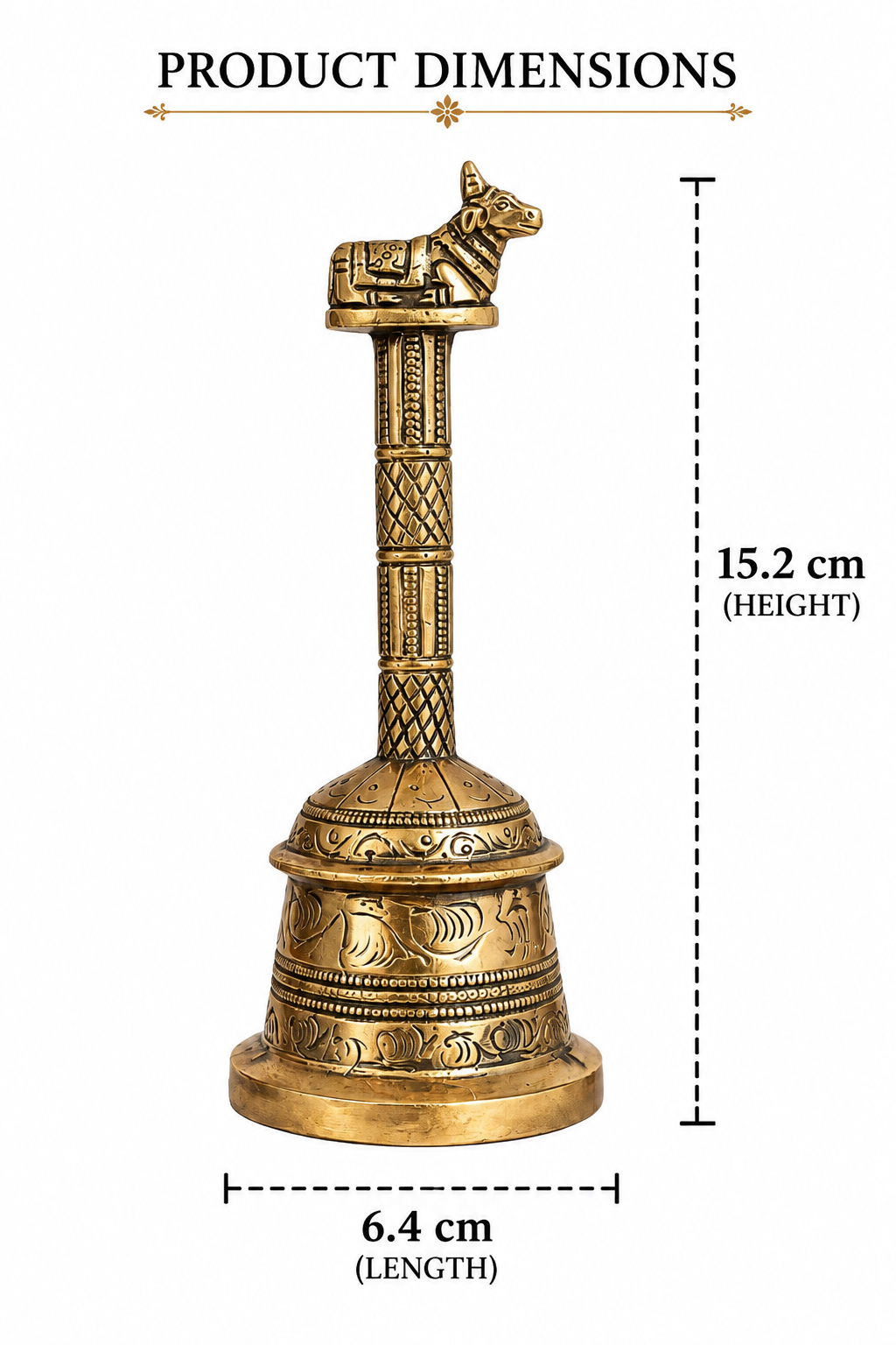 ANTIQUE BRASS NANDI BELL - TRADITIONAL DECORATIVE TEMPLE BELL