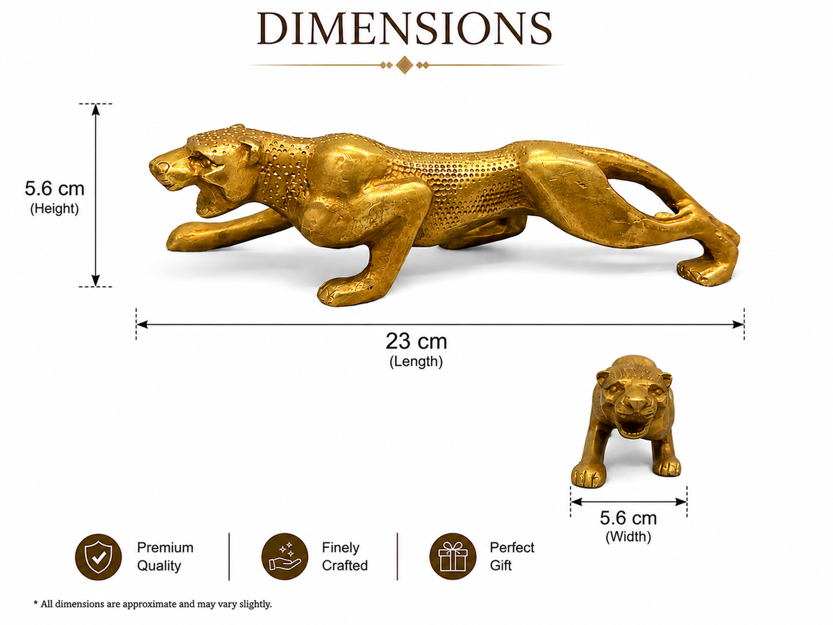 GOLDEN BRASS CHEETAH SHOWPIECE