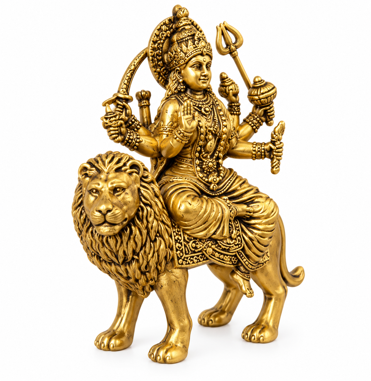 BRASS MAA SHERAWALI MATA IDOL - 2.8 INCH