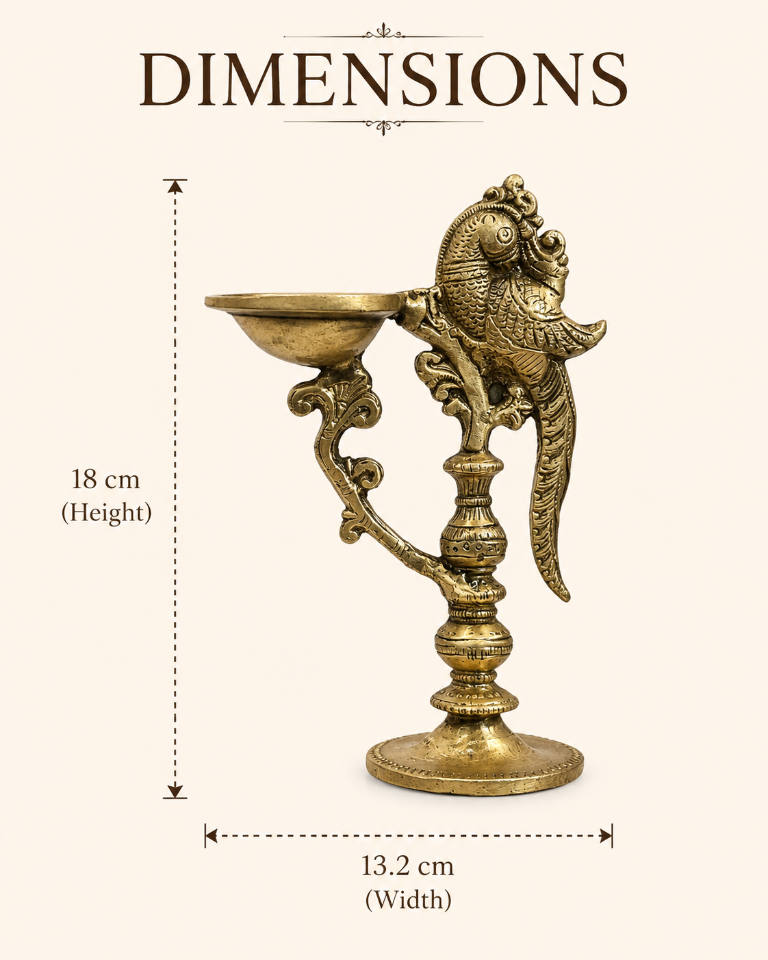 TRADITIONAL BRASS ANNAPAKSHI/PEACOCK DIYA - DECORATIVE OIL LAMP