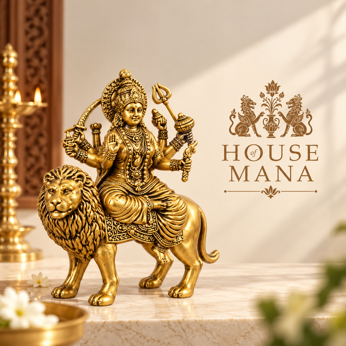 BRASS MAA DURGA IDOL - 4 INCHES