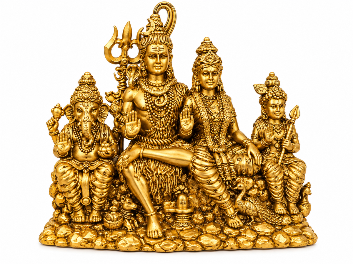 BRASS SHIV PARIVAR IDOL - 5 INCHES