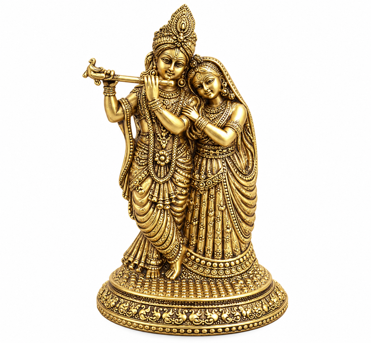 BRASS RADHA KRISHNA IDOL - TRADITIONAL HINDU GOD STATUE