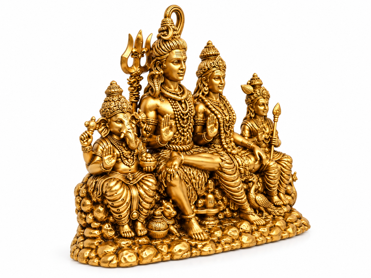BRASS SHIV PARIVAR IDOL - 5 INCHES