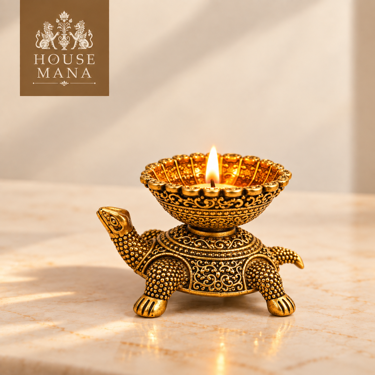 BRASS TURTLE DIYA - DECORATIVE OIL LAMP