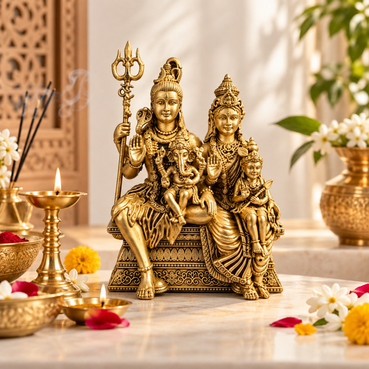 BRASS SHIV PARIVAR IDOL - 4 INCHES