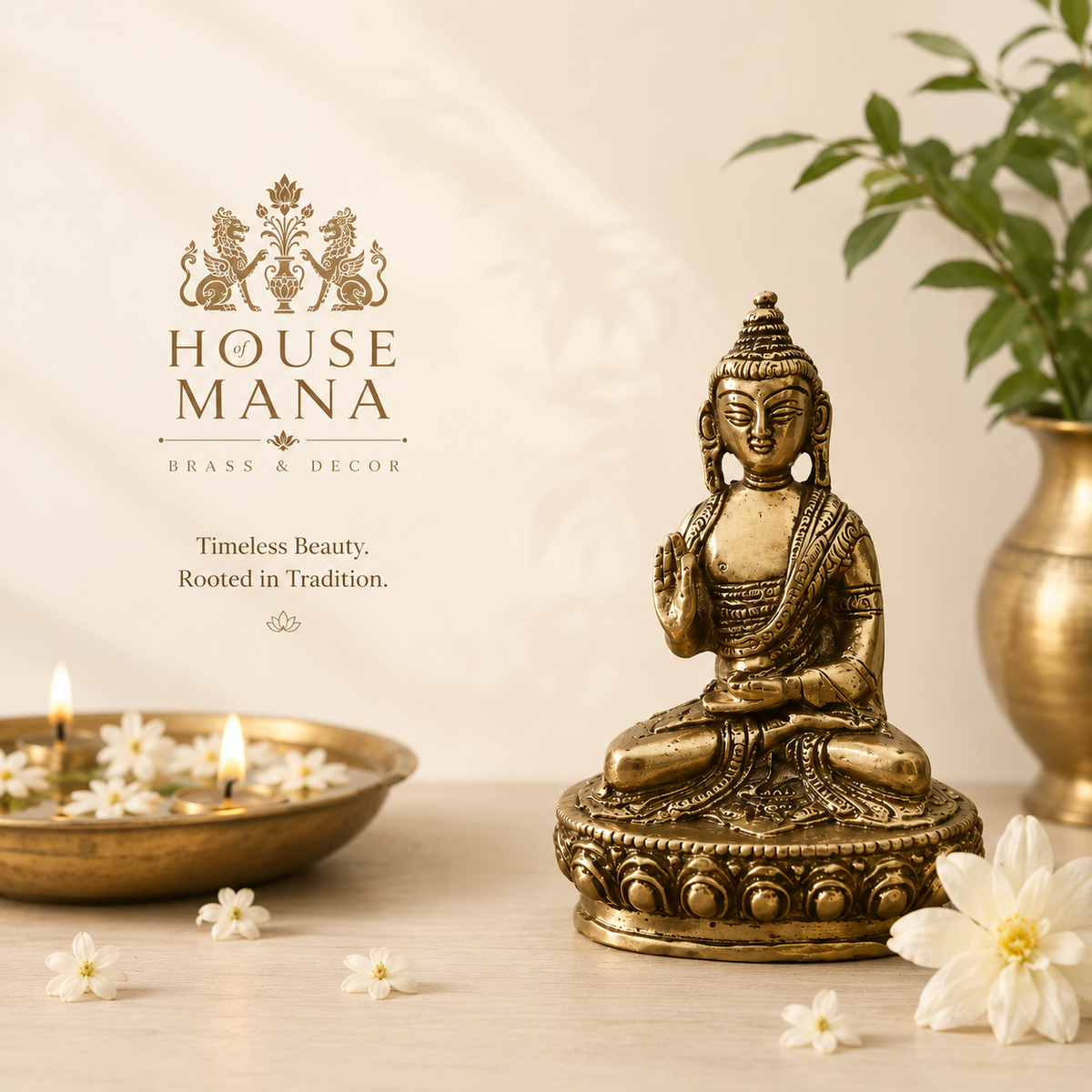 ANTIQUE BRASS BUDDHA STATUE