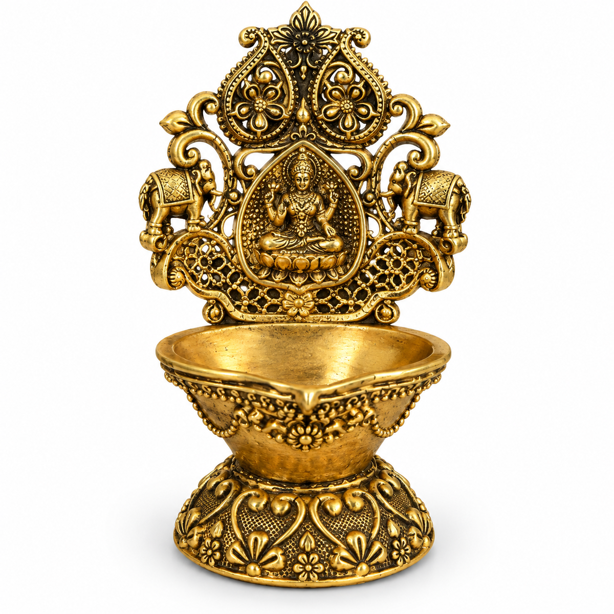 BRASS DIYA WITH TRADITIONAL GODDESS DESIGN