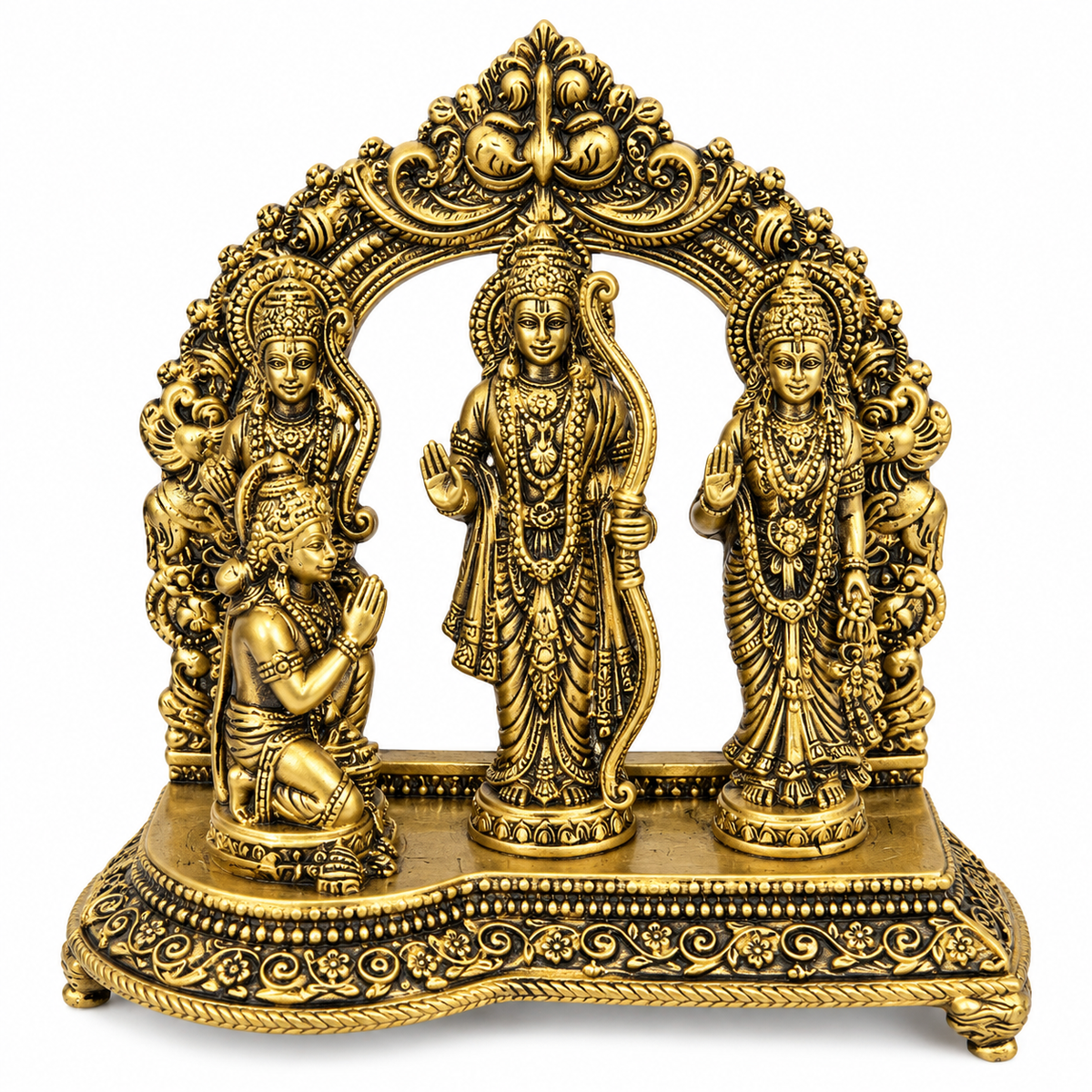 BRASS RAM DARBAR IDOL - LORD RAM, SITA, LAKSHMAN & HANUMAN JI